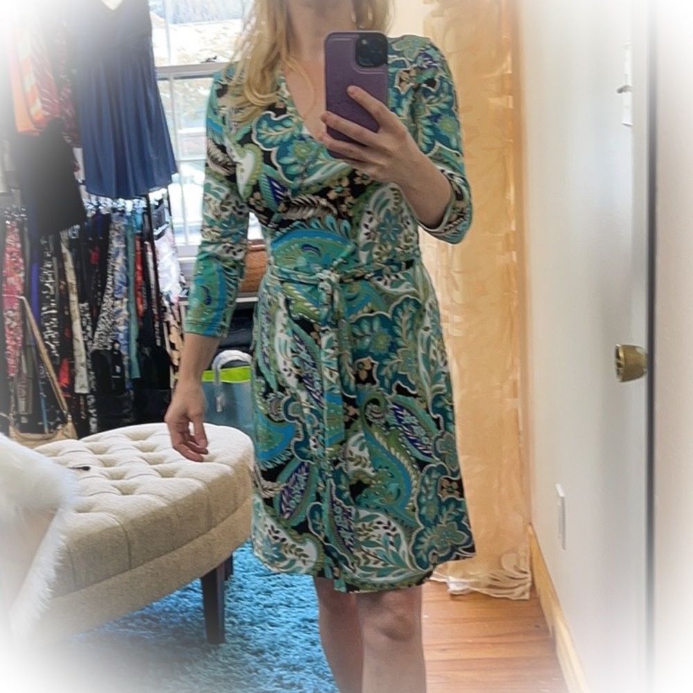 💕Beautiful Blue Green Black Paisley Wrapdress💕